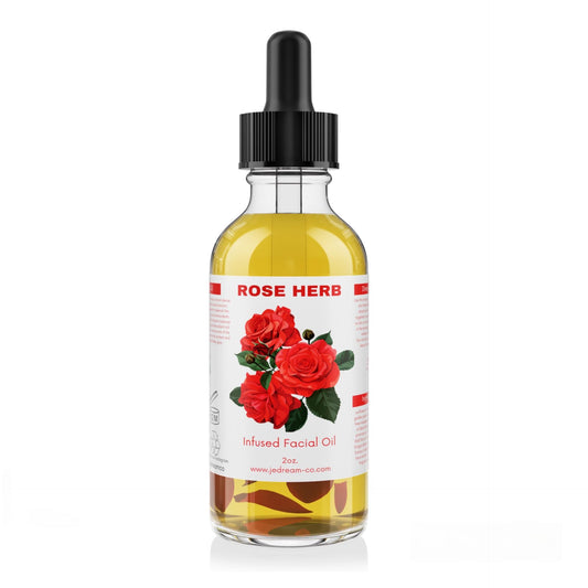 Front packet, infused rose herb face oil 2 ounce bottle 