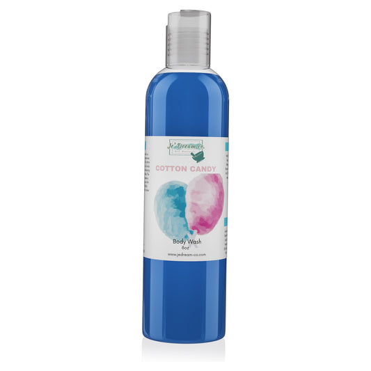 Cotton Candy organic Face & body wash 8 ounce bottle, front packet 